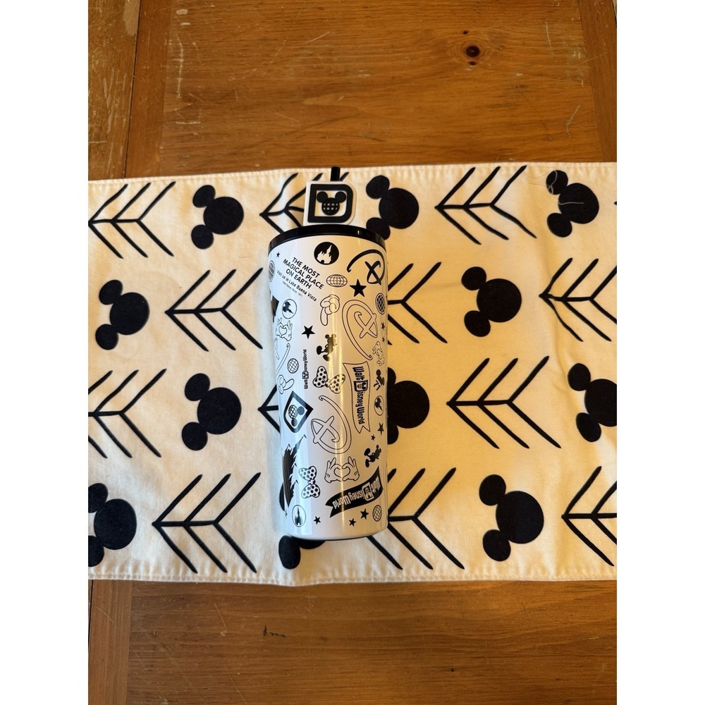 Disney Parks Walt Disney World Black White Tumbler With Straw New With Tag